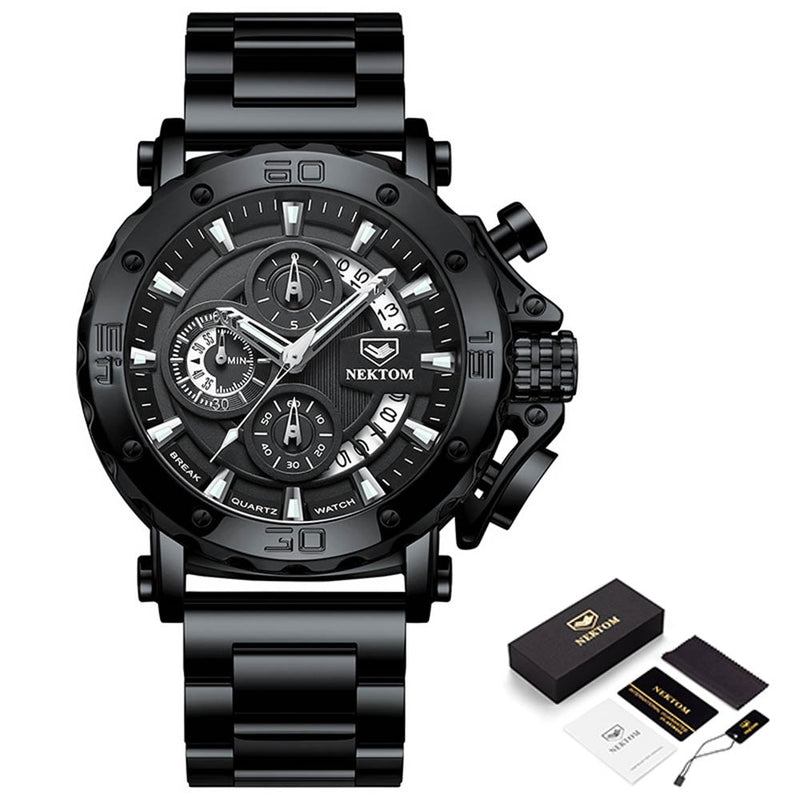 Stainless Steel Chronograph Watch for Men