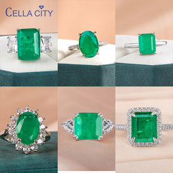 925 Sterling Silver Green Emerald Gemstone Ring for Women