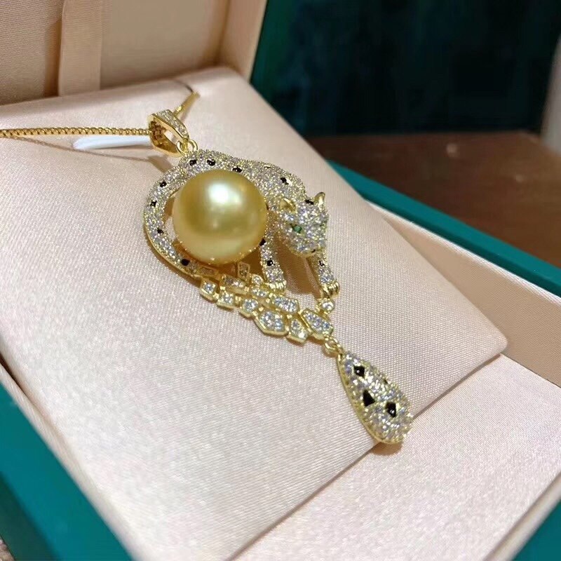 Natural 11-12mm Fresh Water Golden Pearl Pendant Necklace