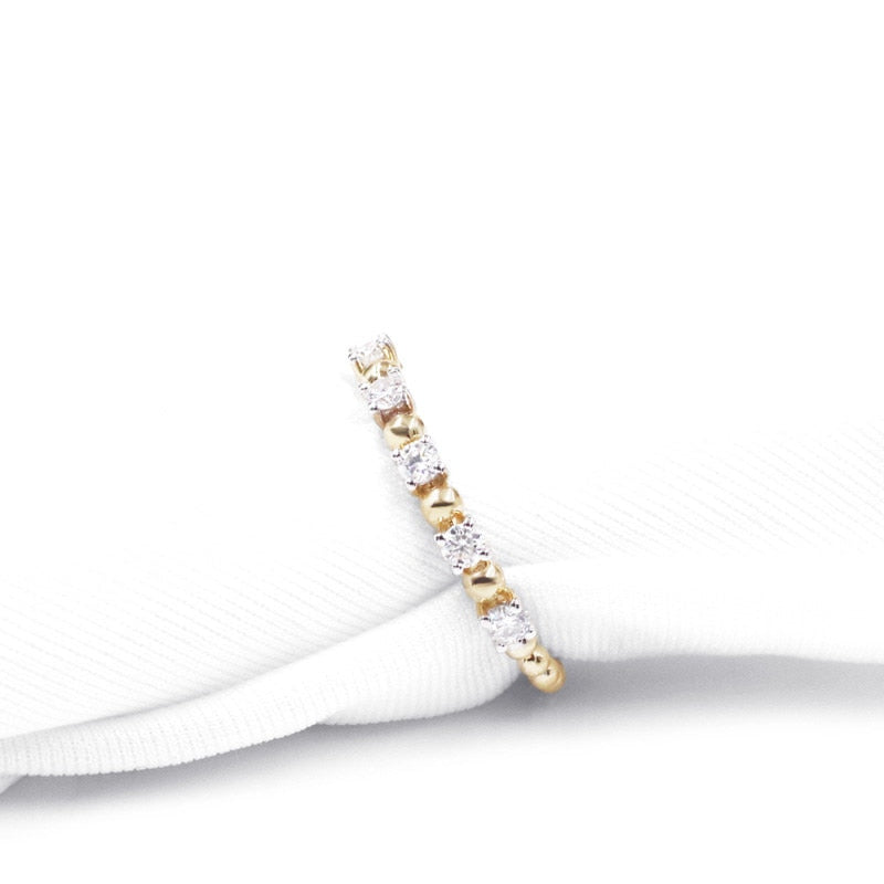 Tianyu Gems Classic 10k Yellow Gold Band Rings Moissanite Diamonds Women Wedding Rings Eternity Jewelry Round DEF Gemsotne Gifts