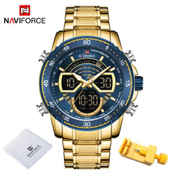 Stainless steel Quartz Digital Analog Sport Watch for Men