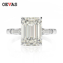 OEVAS 925 Sterling Silver Emerald Cut Created Moissanite Gemstone Wedding Engagement Diamonds Ring Fine Jewelry Gift Wholesale