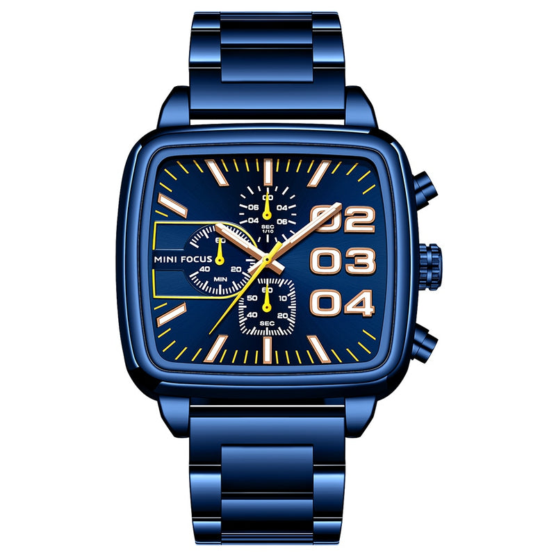 Stainless Steel Men's Chronograph Watch with Luminous Hands