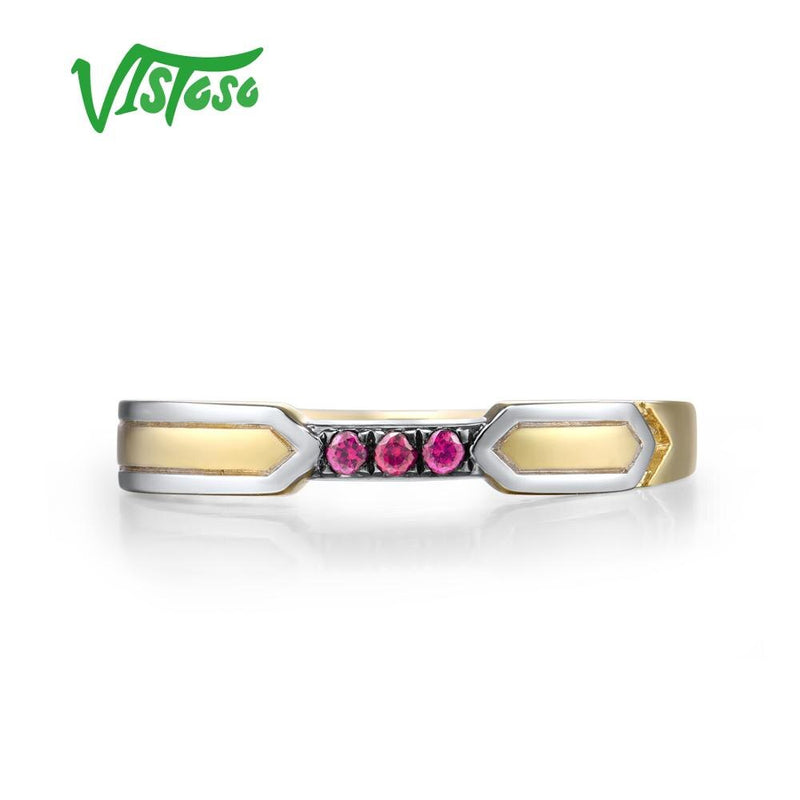 9K Yellow Gold Created Ruby Ring for Women