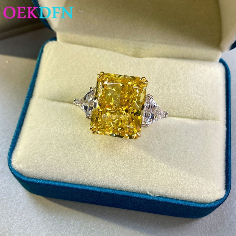 OEKDFN 925 Sterling Silver Ring Luxury Created Diamond Ring