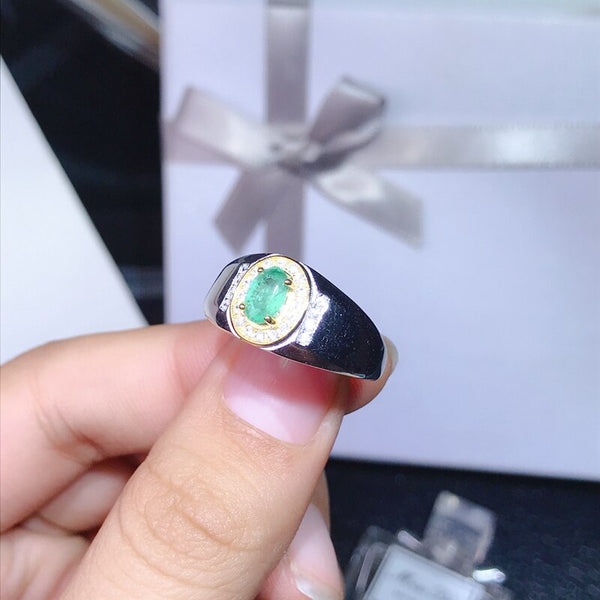 Sterling Silver 0.50ct Emerald Adjustable Ring for Women