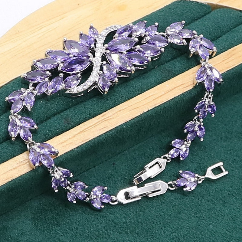 Sterling Silver Purple Amethyst Jewelry Set for Women