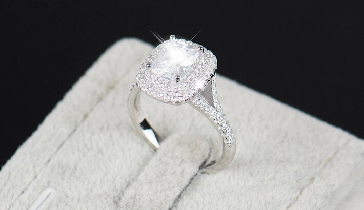 Sterling Silver Cake Engagement Wedding Ring for Women