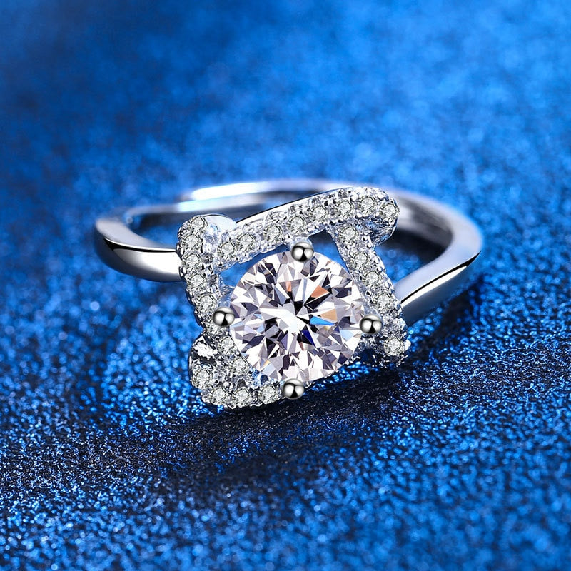 925 Silver Zircon Adjustable Finger Ring for Women