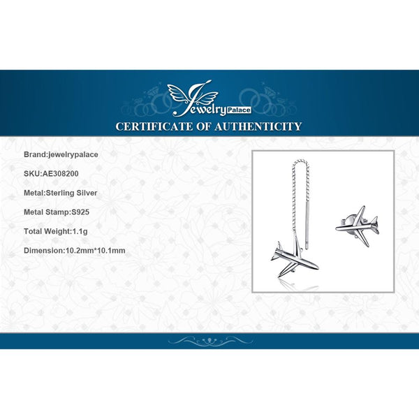 Sterling Silver Airplane Drop Earrings for Women