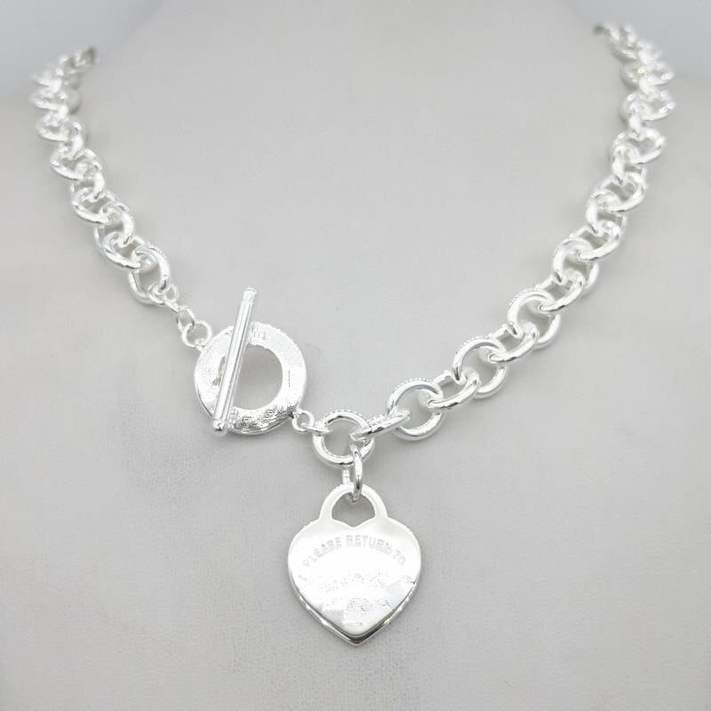 Silver plated necklace with classic silver heart pendant