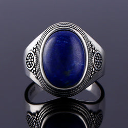 Charm Noble 925 Silver 10x14MM Lapis Lazuli Ring