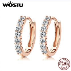 925 Sterling Silver Rose Gold Zircon Hoop Earrings for Women