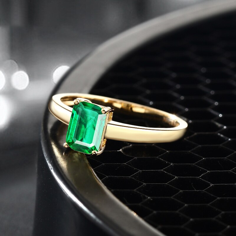 SLFD 18K Pure Gold Natural Emerald Heart Shape Ring