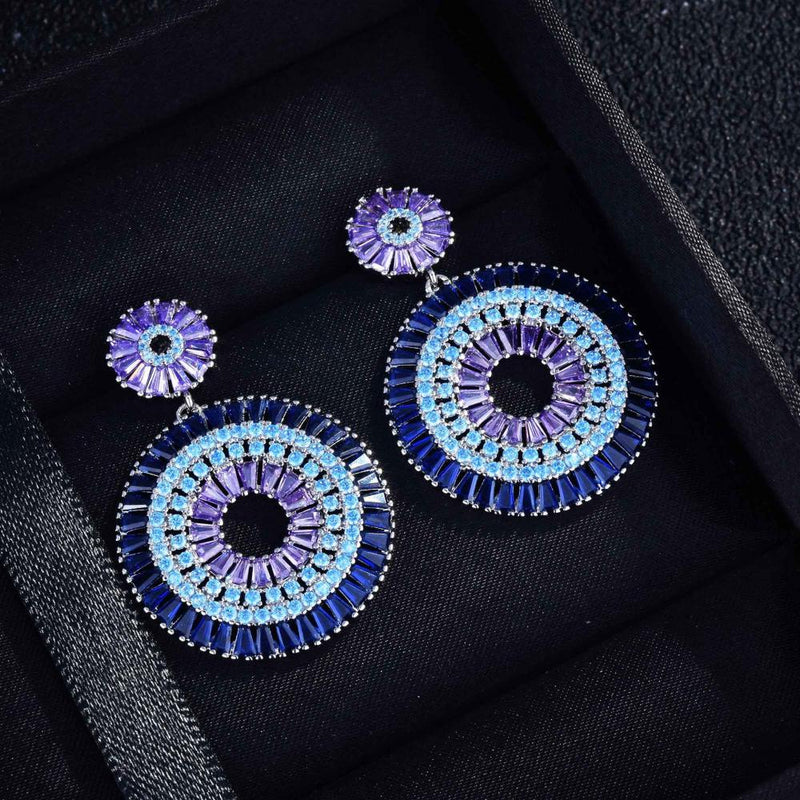 Disc Color Earrings Fairy Temperament Exaggerated Ins Style S925 Silver Color Jewelry Stud Earrings for Woman