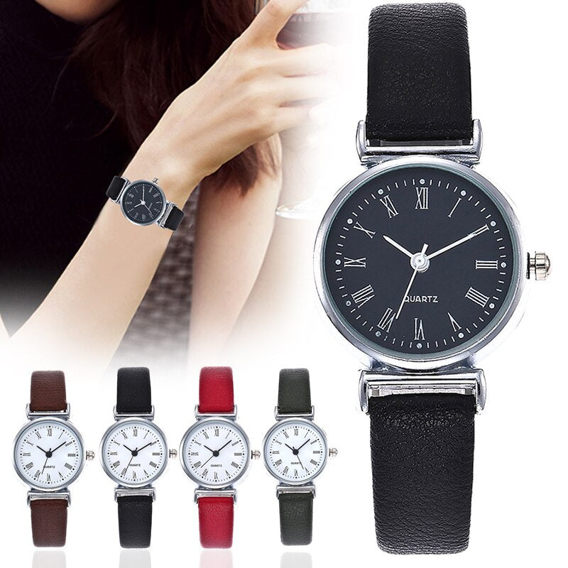 Women Classic Quartz Watch PU Leather Band Round Dial Sports Watch Gifts TT@88