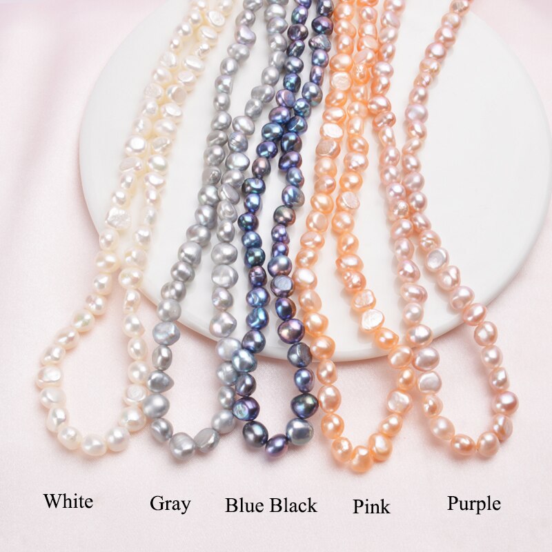 ASHIQI Natural Freshwater 7-8mm Pearl Necklace in Baroque Style