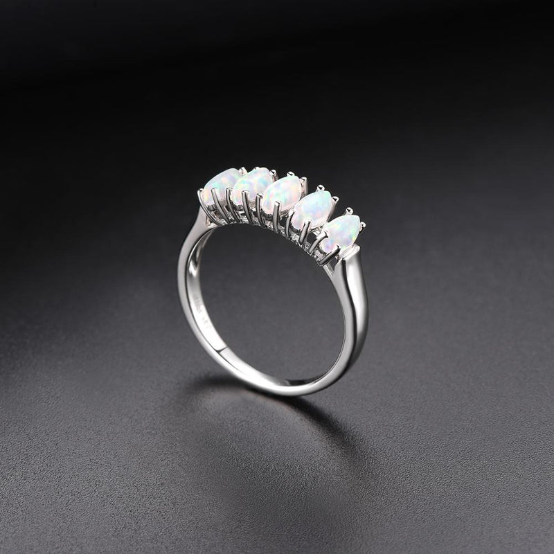 Hutang Nano Opal Womens Ring Solid 925 Sterling Silver White Gemstone Engagement Rings Fine Elegant Classic Jewelry for Gift