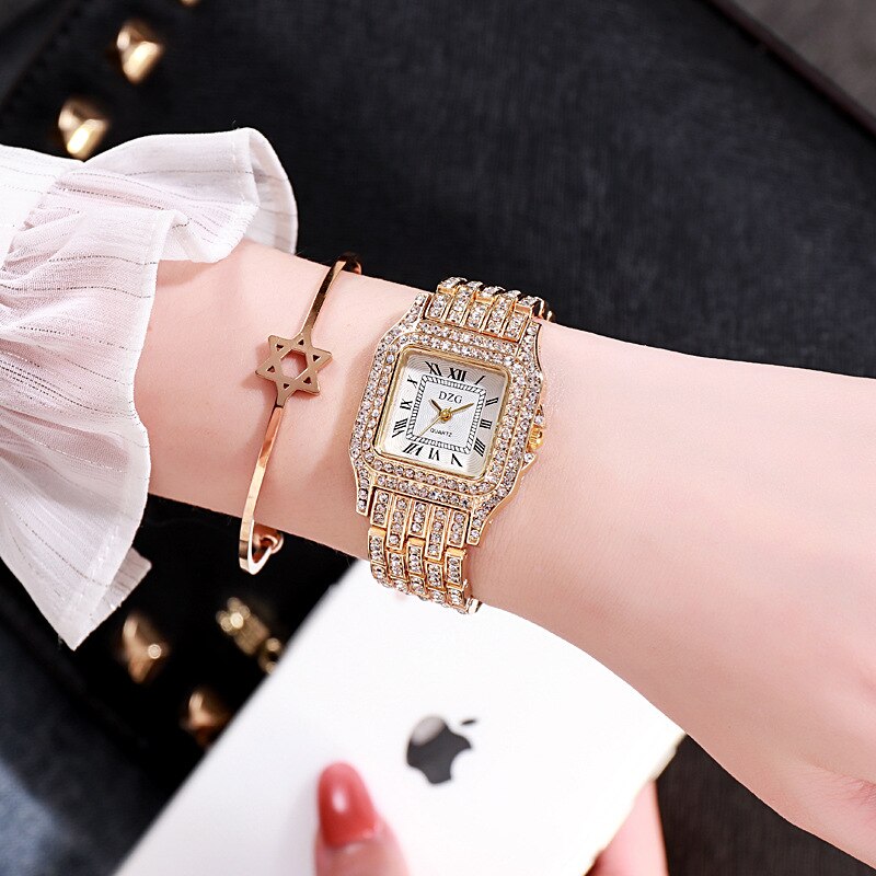 Sterling Silver 0.50ctw Diamond Square Dial Quartz Watch for Women