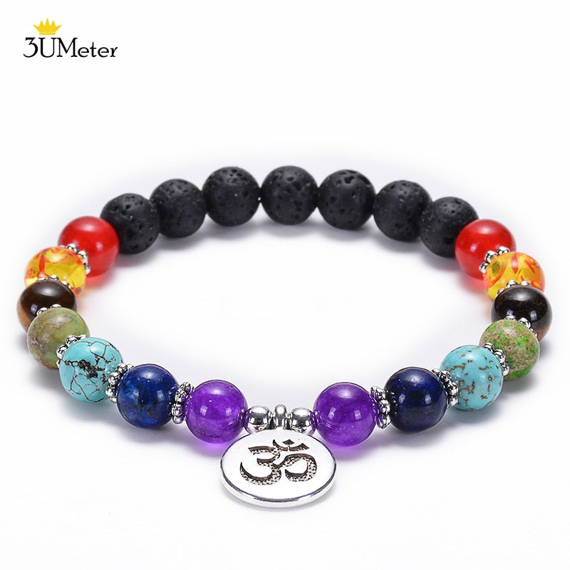 Natural Stone 7 Chakra Tiger Eye Beads Bracelet for Men Women