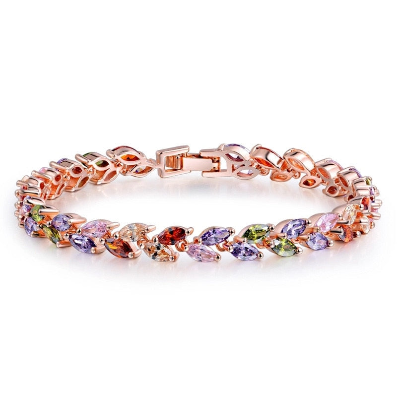 925 Sterling Silver Peridot Ruby Amethyst Gemstone Bracelet for Women