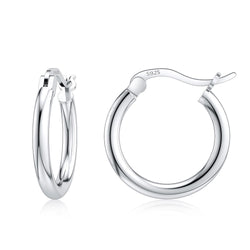 Jiayiqi 925 Sterling Silver Simple 14-35mm Circle Hoop Earrings