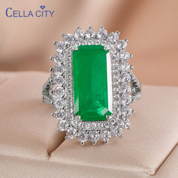 Sterling Silver Emerald Tourmaline Ring for Women