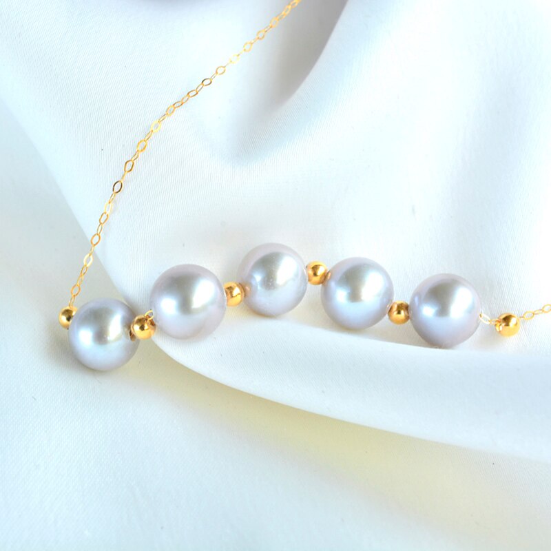 18K Gold AKOYA Pearl and Ball Pendant Necklace for Women