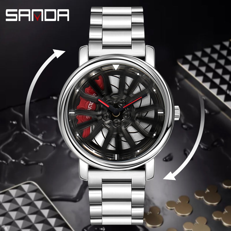 Stainless Steel Quartz Sports Watch with Cool Design for Men