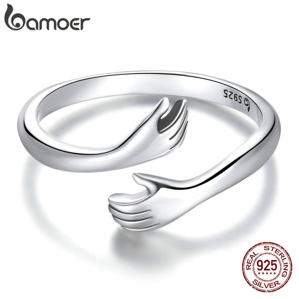 Sterling Silver Hug Warmth and Love Adjustable Ring for Women