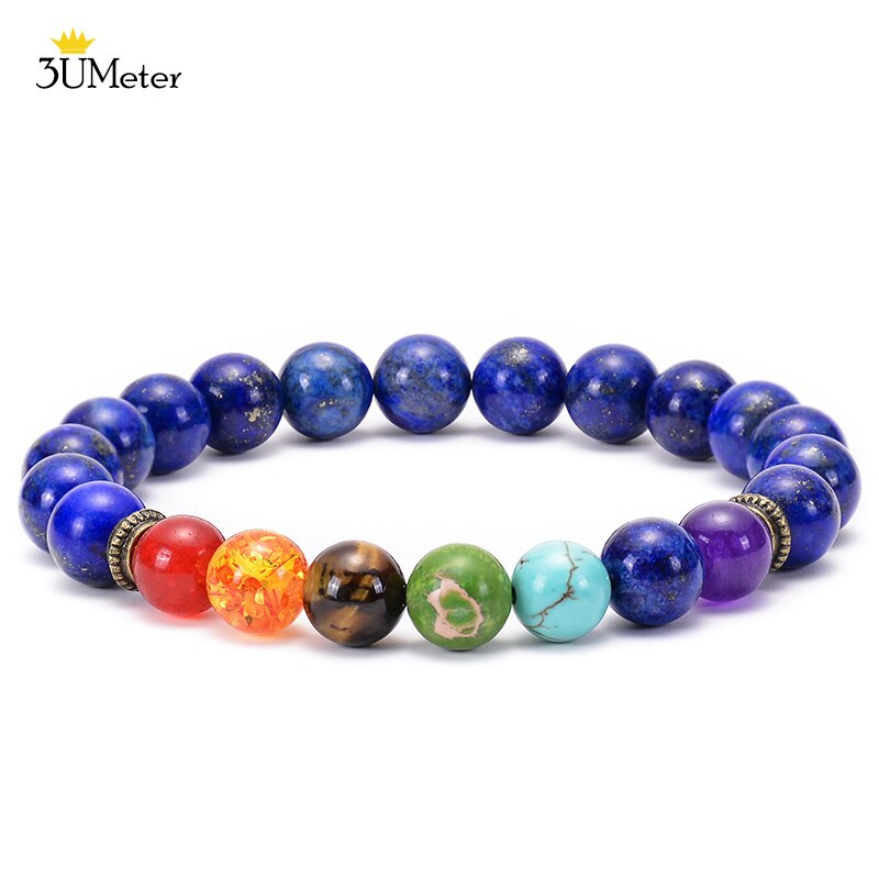 Natural Stone 7 Chakra Tiger Eye Beads Bracelet for Men Women