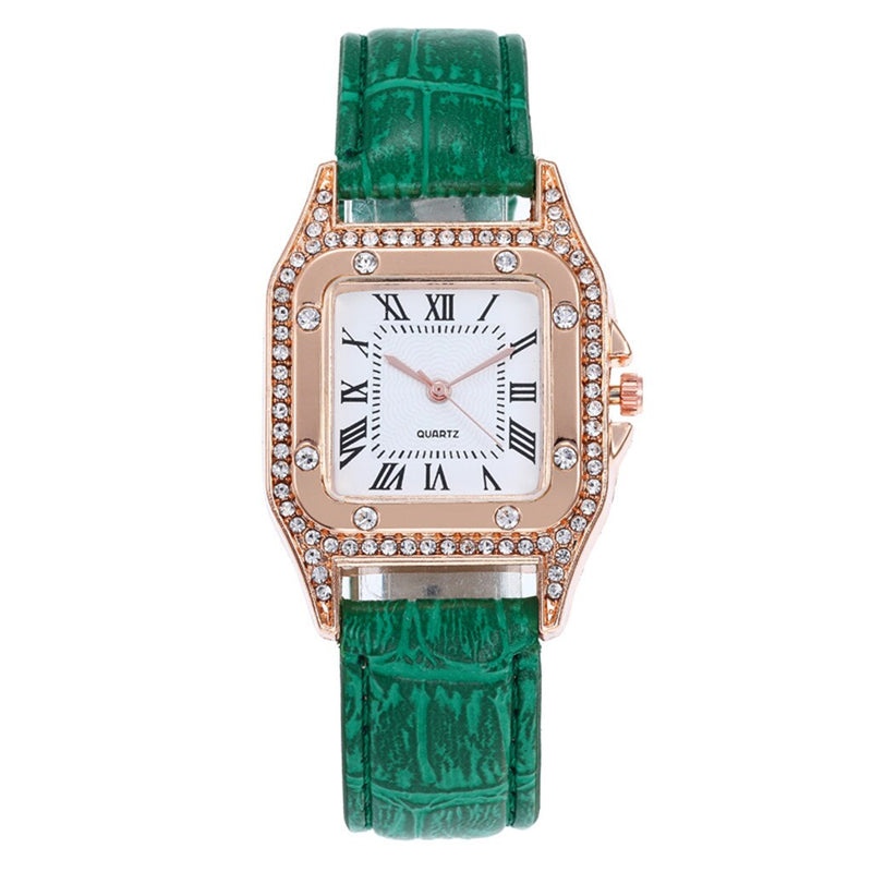 Luxury Women Metal Steel Strip Square Quartz Wristwatch