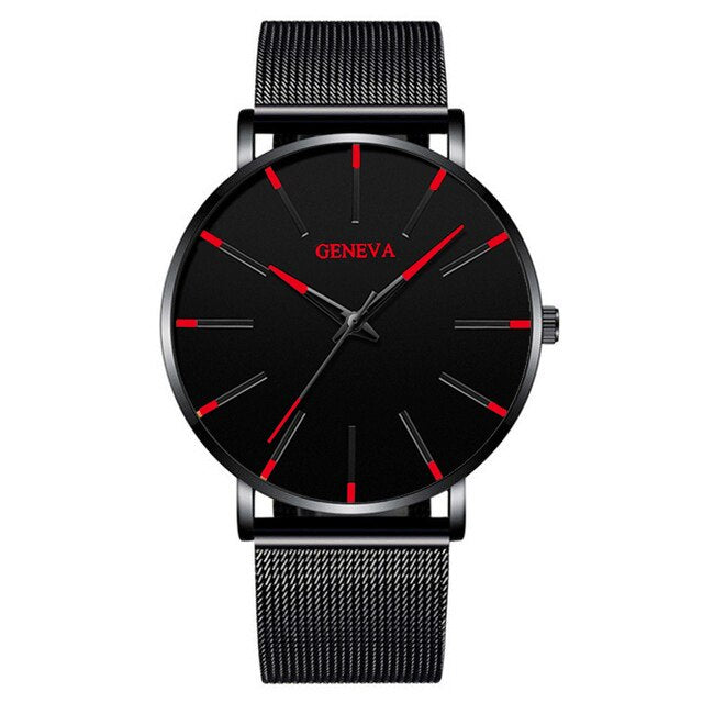 2021 Mens Luxury Watch Fashion Ultra Thin Watches Simple Men Business Stainless Steel Mesh Belt Quartz Men Watch