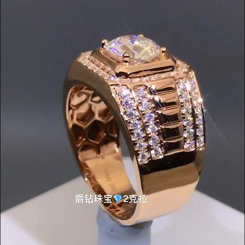 18K Rose Gold 1 Carat Moissanite Diamond Rectangular Ring