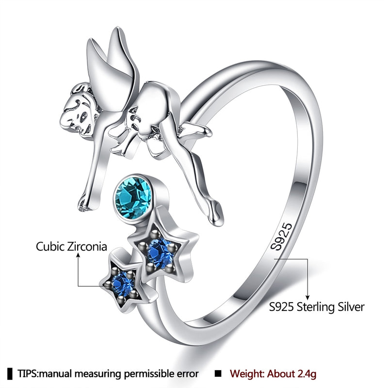 LEKANI S925 Sterling Silver Ring For Women Inlay Cubic Zirconia Flying Angel Young Girl Ring Everyday Wear Fine Jewelry New