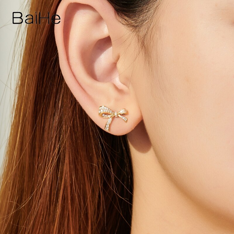 White/Rose/Yellow Gold 0.30ctw Diamond Stud Earrings for her