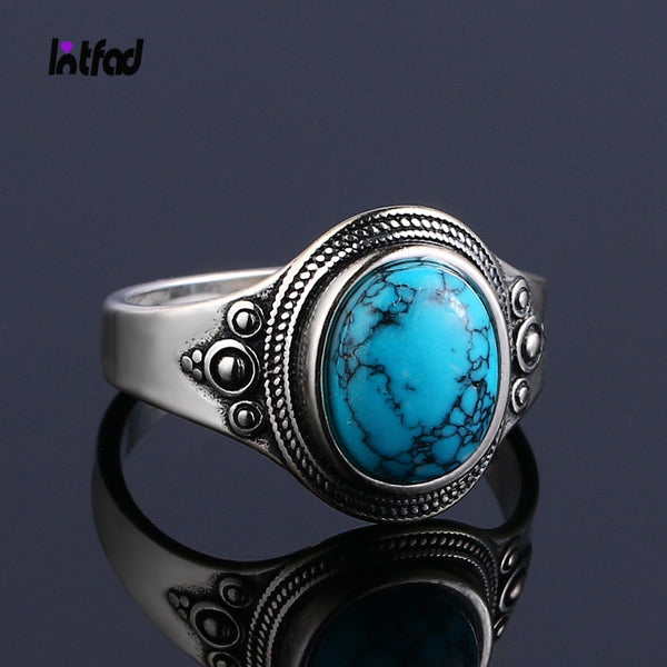 Sterling Silver 925 Natural Turquoise Ring for Women