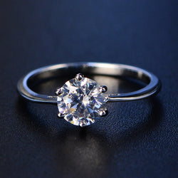 GOMAYA Natural Emerald Color CZ Finger Rings for Women 8MM Classic Sterling Silver 925 Wedding Engagement Ring Fine Jewelry Gift