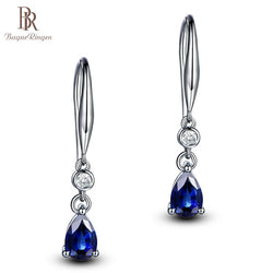 Bague Ringen 925 Sterling Silver Purple/Blue/Yellow Color Sapphire Drop Earrings