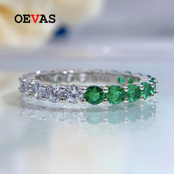 925 Sterling Silver Emerald & Diamond Ring for Women