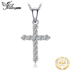 JPalace Cross CZ Silver Pendant Necklace 925 Sterling Silver Choker Statement Necklace Women Silver 925 Jewelry No Chain