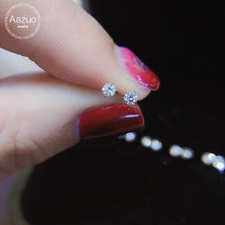 Aazuo PT900 Real Diamond 0.10ct Classic Stud Earring