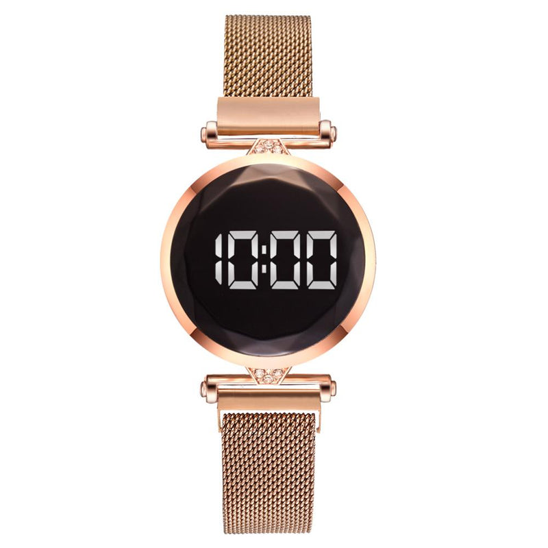 Luxury Digital Magnet Watches For Women Stainless Steel