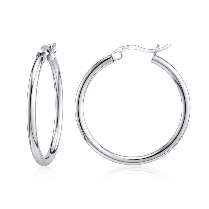 Jiayiqi 925 Sterling Silver Simple 14-35mm Circle Hoop Earrings