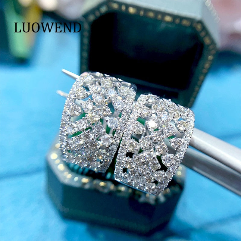 18K White Gold 1.88ct Diamond Round Hoop Earrings for Women
