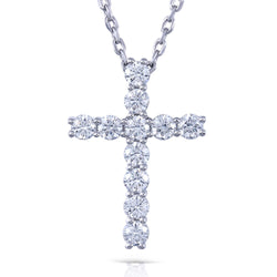 Sterling Silver with 14K Gold Plated Cross Moissanite Pendant Necklace for Women