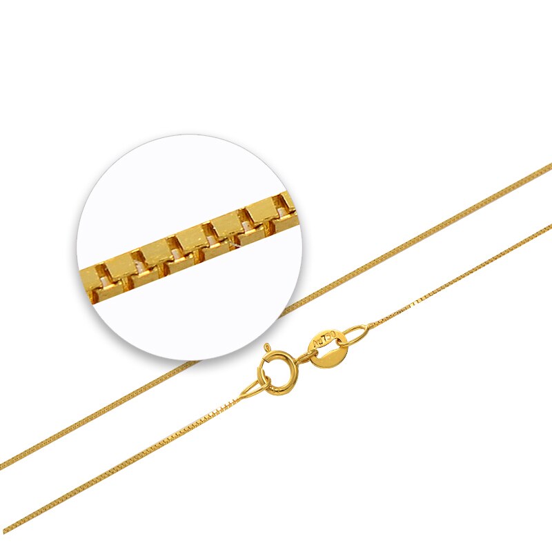 Solid 18K White/Rose/Yellow Gold 0.5mm Link Chain Necklace