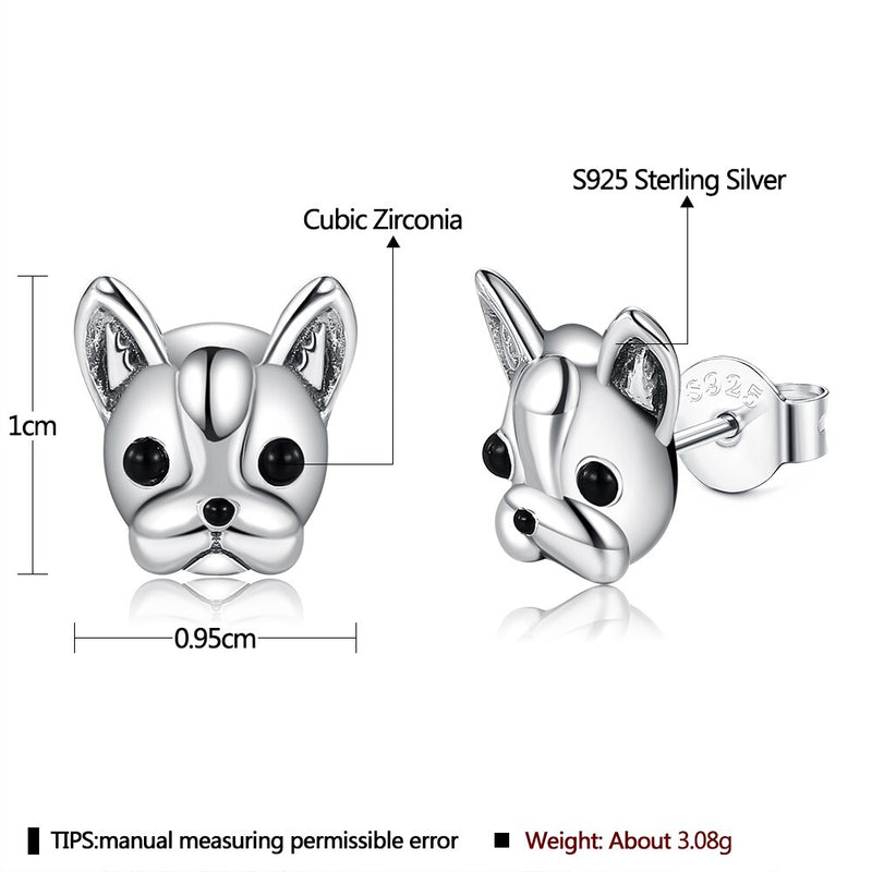 LEKANI 100% 925 Sterling Silver With Cubic Zirconia Loyal Dog Animal Small Stud Earrings For Women Anniversary New Fine Jewelry