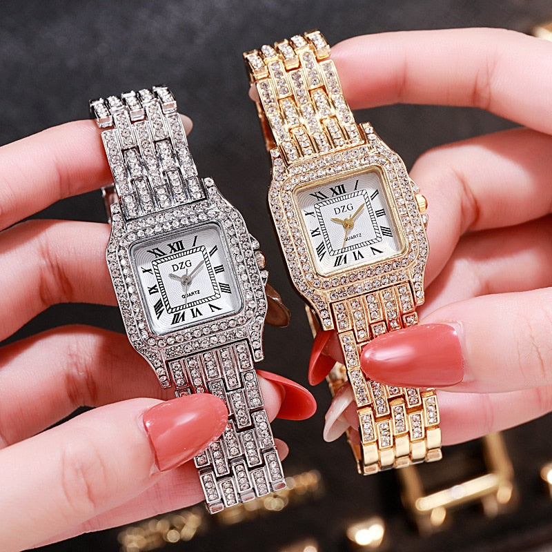 Sterling Silver 0.50ctw Diamond Square Dial Quartz Watch for Women