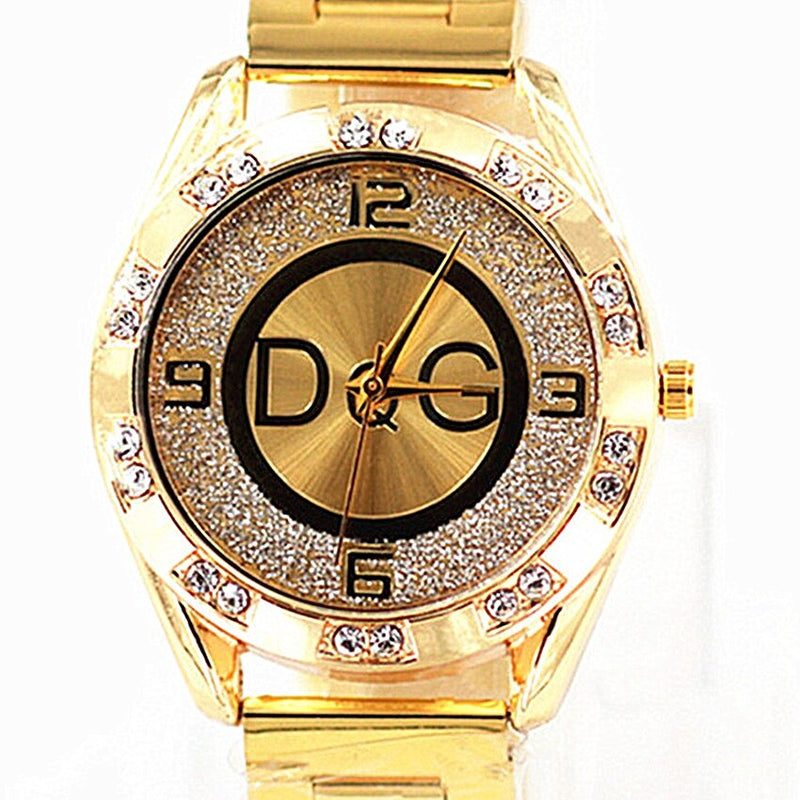 Luxury DQG Stainless Steel Quartz Gold Silver Color Ladies Watch